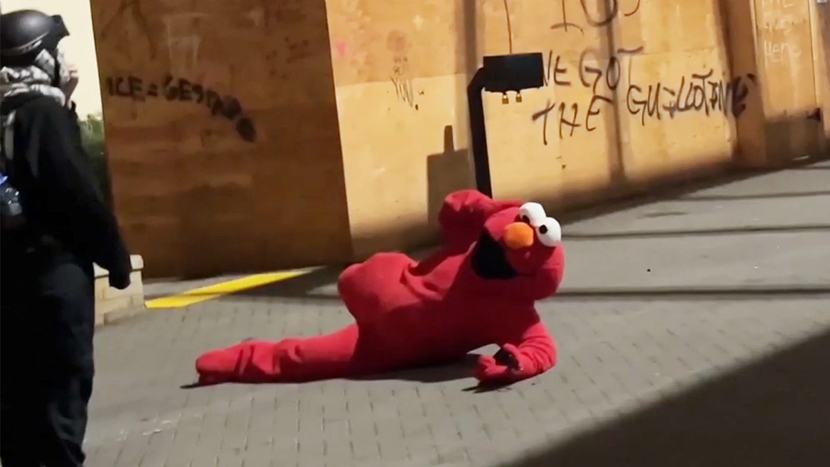 Portland anti-ICE demonstrators confused when person in full-size Elmo costume shows up