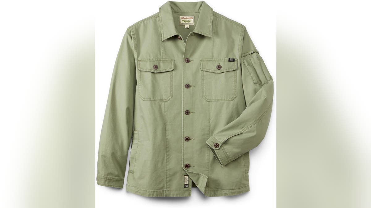 Wear this twill jacket when the weather turns cooler.