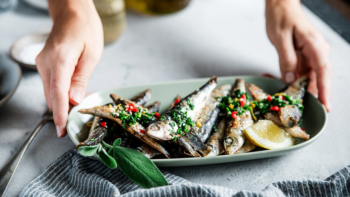 A prepared fish-based meal dish