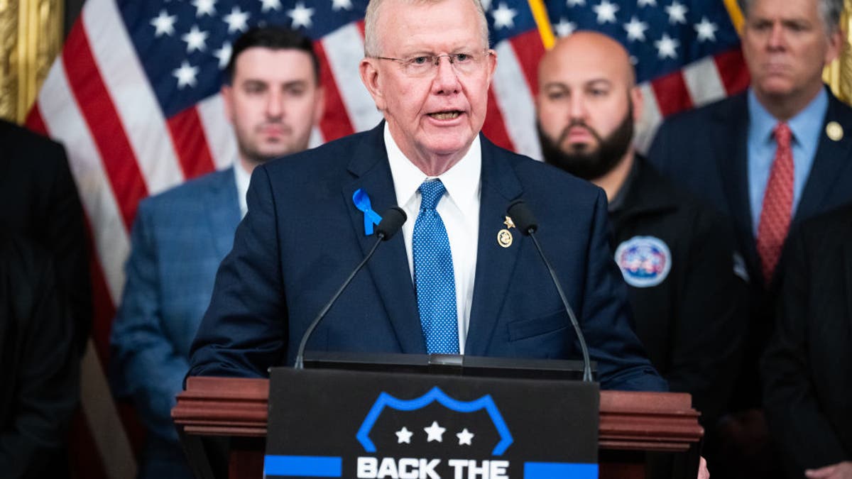 Rep. Mike Ezell, R-Miss., speaks during a news conference in the U.S. Capitol to recognize law enforcement as part of Police Week on Wednesday, May 15, 2024.