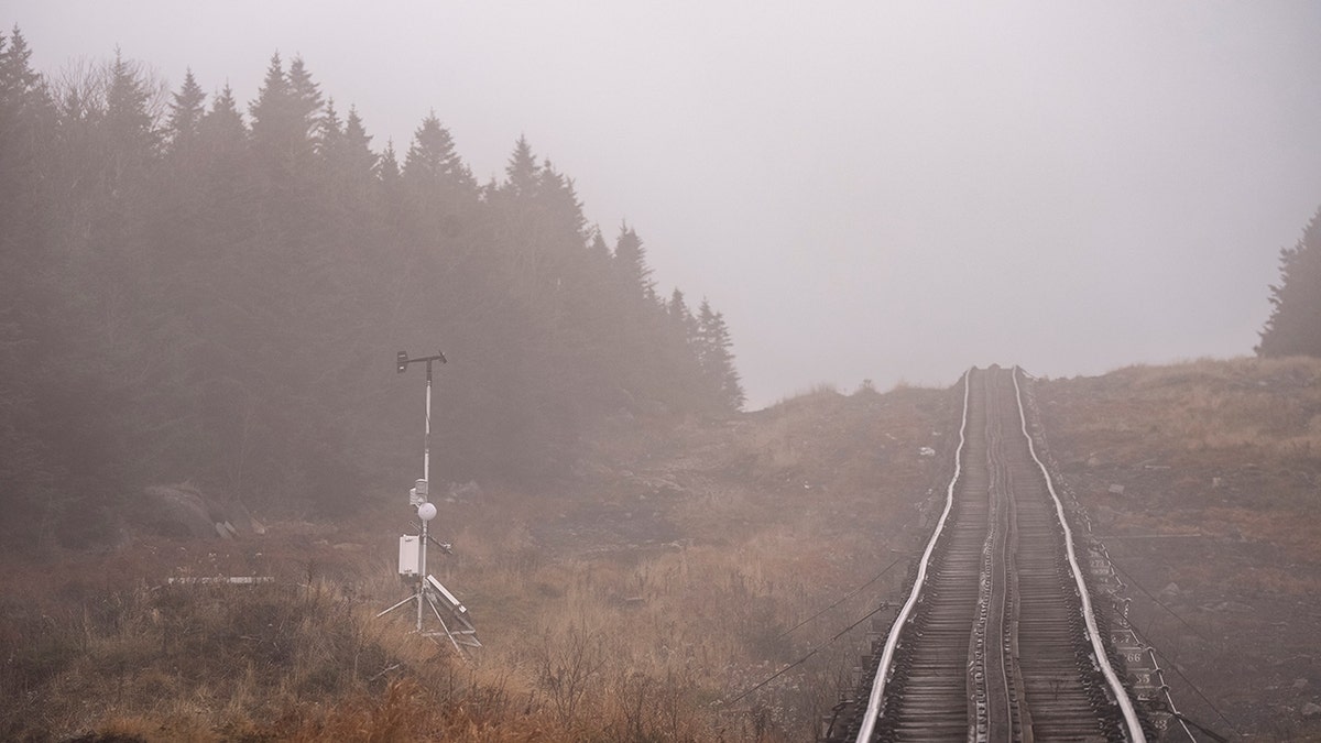 Fog on Mount Washington Cog Railway near summit where man vanished