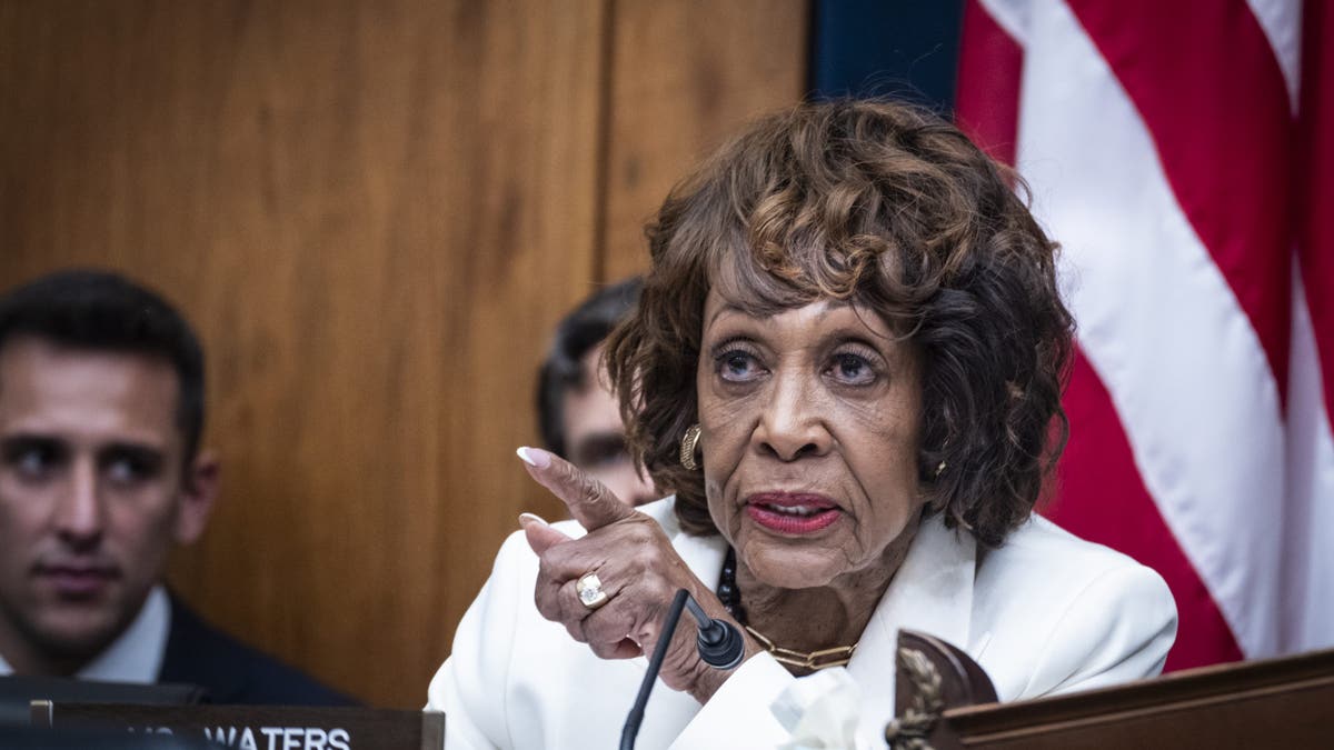 Rep. Maxine Waters (D-CA) questions Treasury Secretary Scott Bessent as he appears before the House Financial Services Committee on May 7, 2025, in Washington.