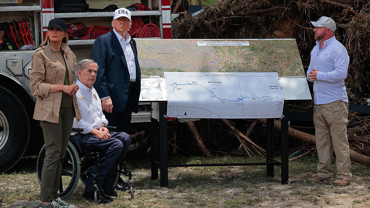President Donald Trump, First Lady Melania Trump and Texas Governor Greg Abbott