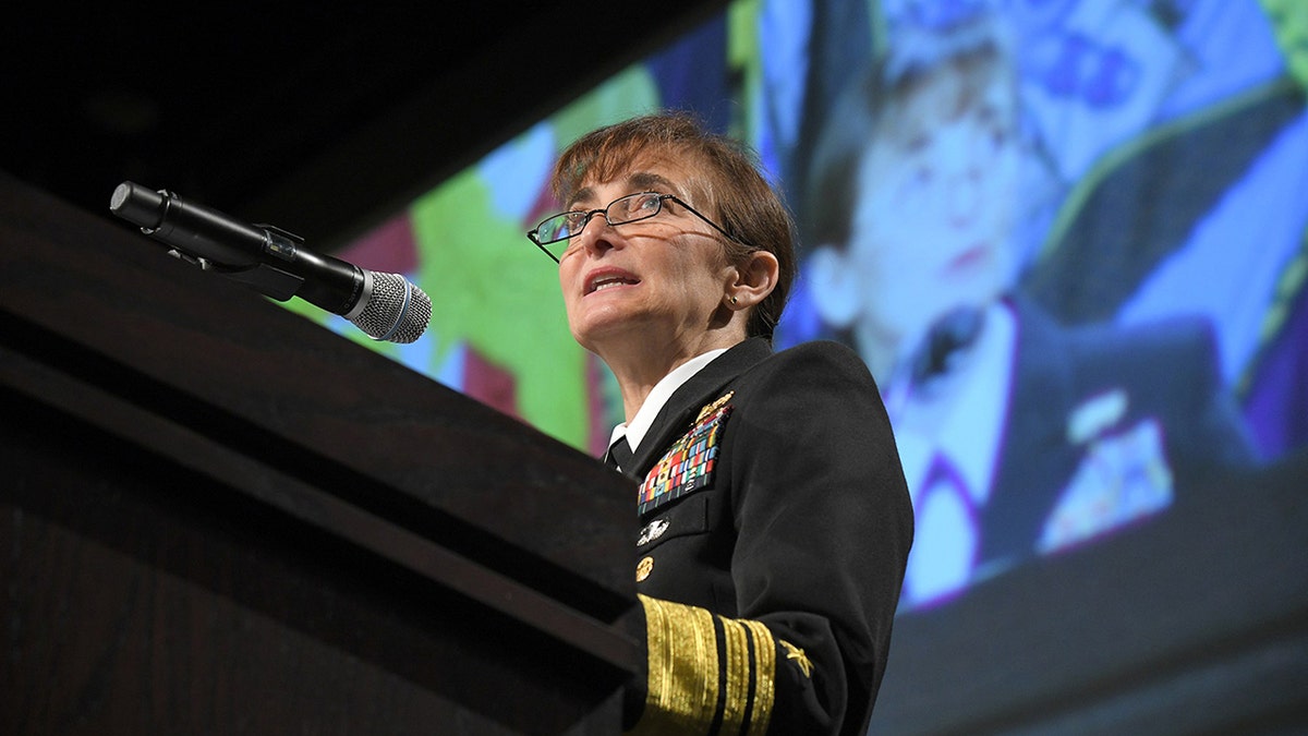 Vice Adm. Yvette Davids speaks at event
