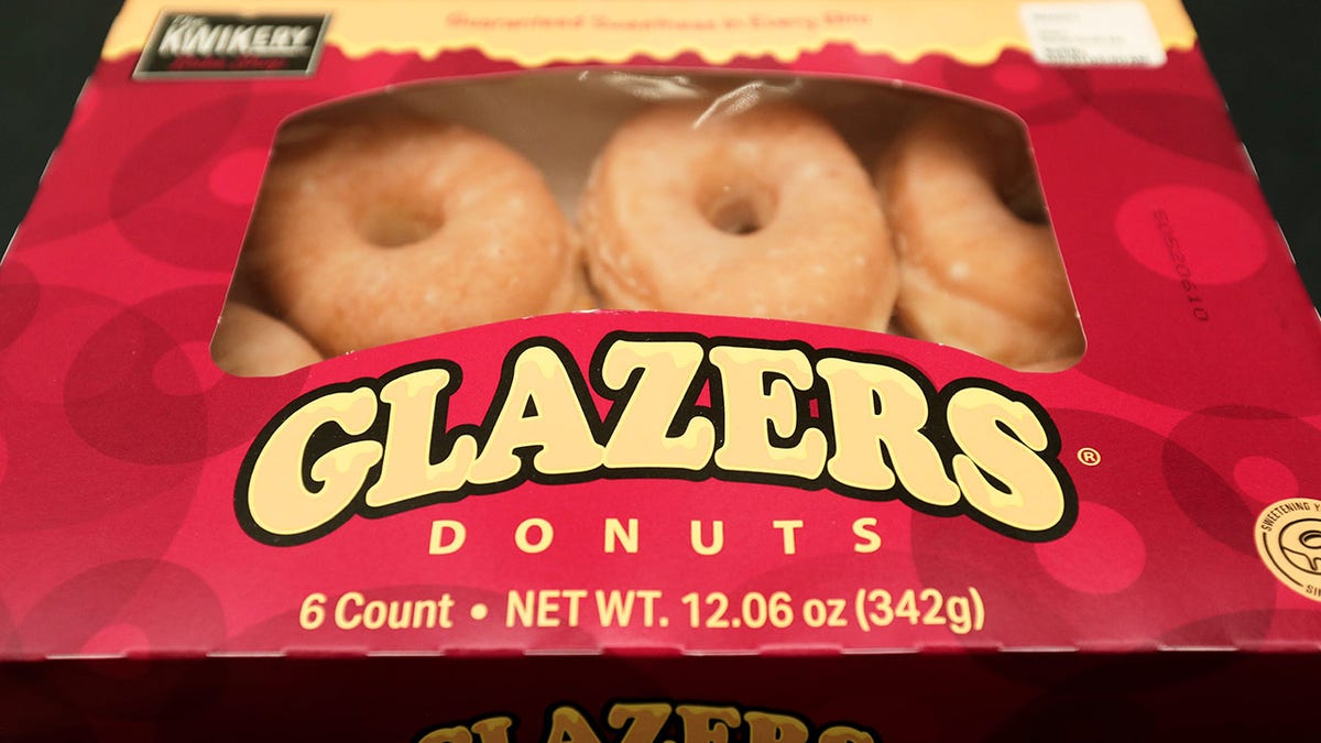 Box of "Glazers" donuts from Kwik Trip in red box.