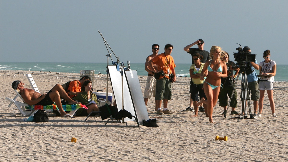 Hulk Hogan on the beach filming reality TV series