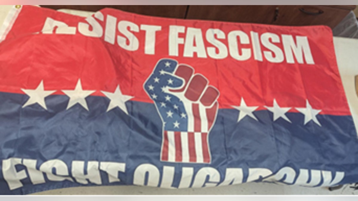 "Resist Fascism, Fight Oligarchy" flag