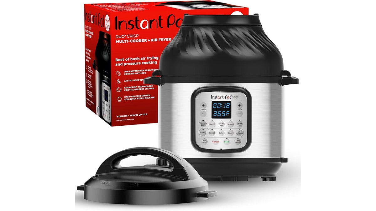 The stainless steel finish on this fryer looks sleek.
