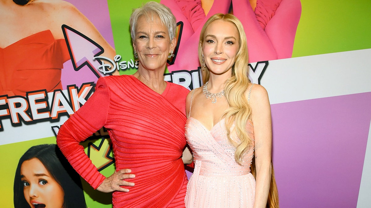 Jamie Lee Curtis and Lindsay Lohan at the premiere of Freakier Friday in Los Angeles.