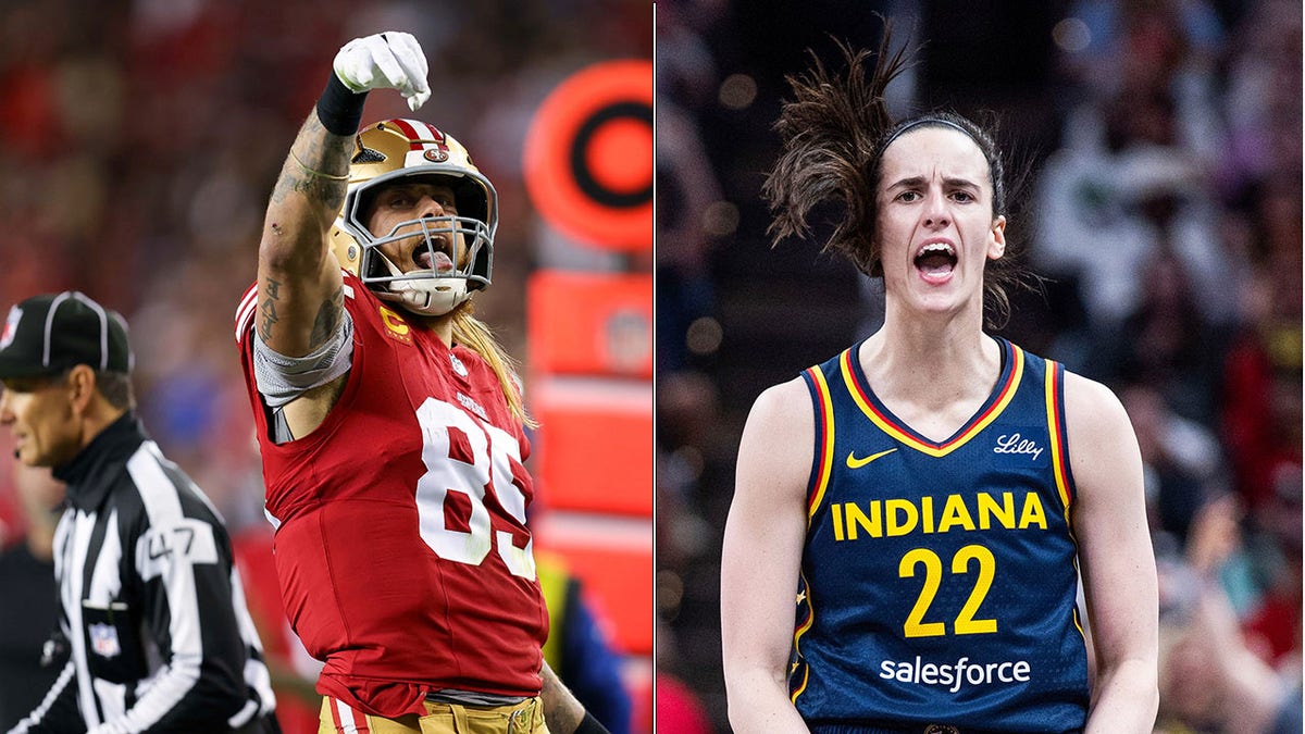 George Kittle and Caitlin Clark celebrating