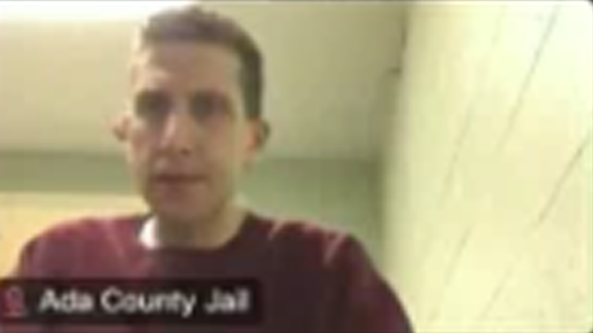 Kohberger in a blurry still image from Zoom video sitting in the Ada County Jail during a hearing