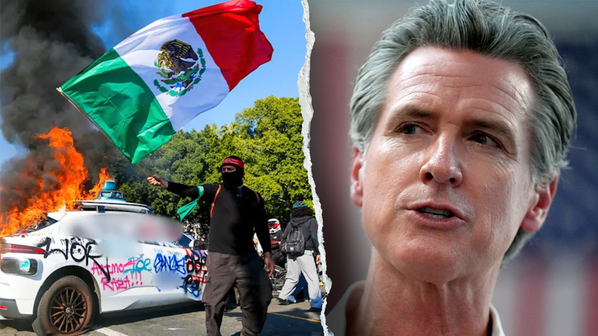 anti-ICE demonstrator; Newsom