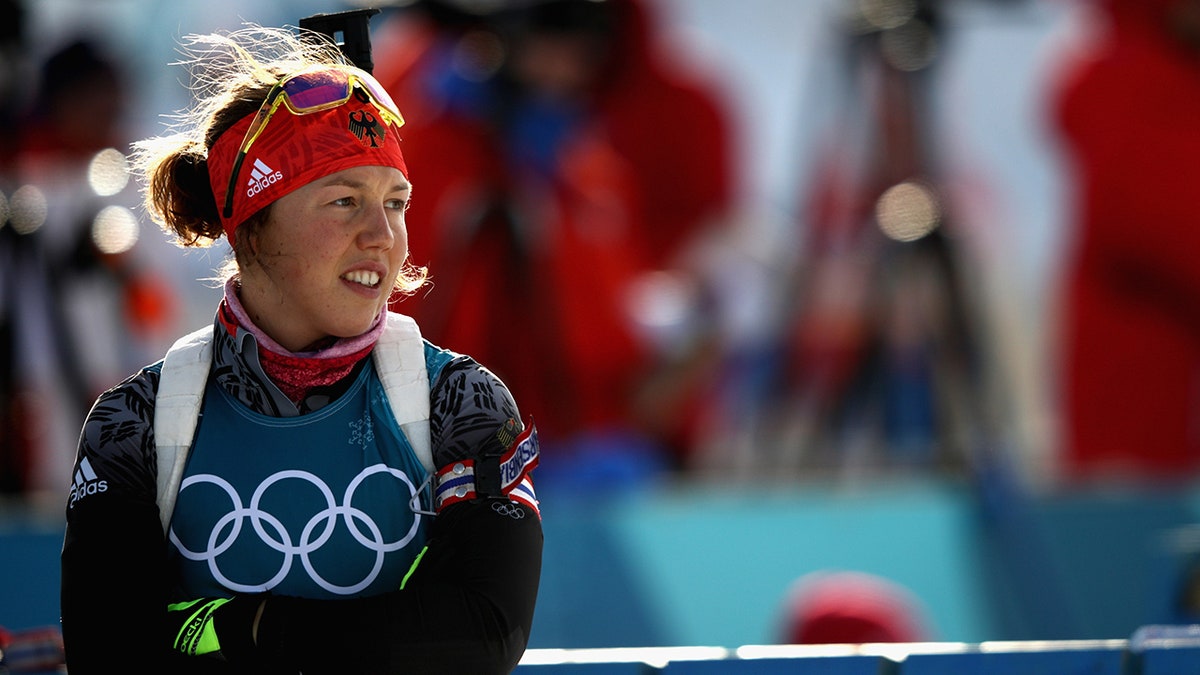 Laura Dahlmeier looks on before an event
