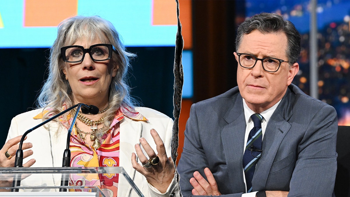 Lizz Winstead and Stephen Colbert