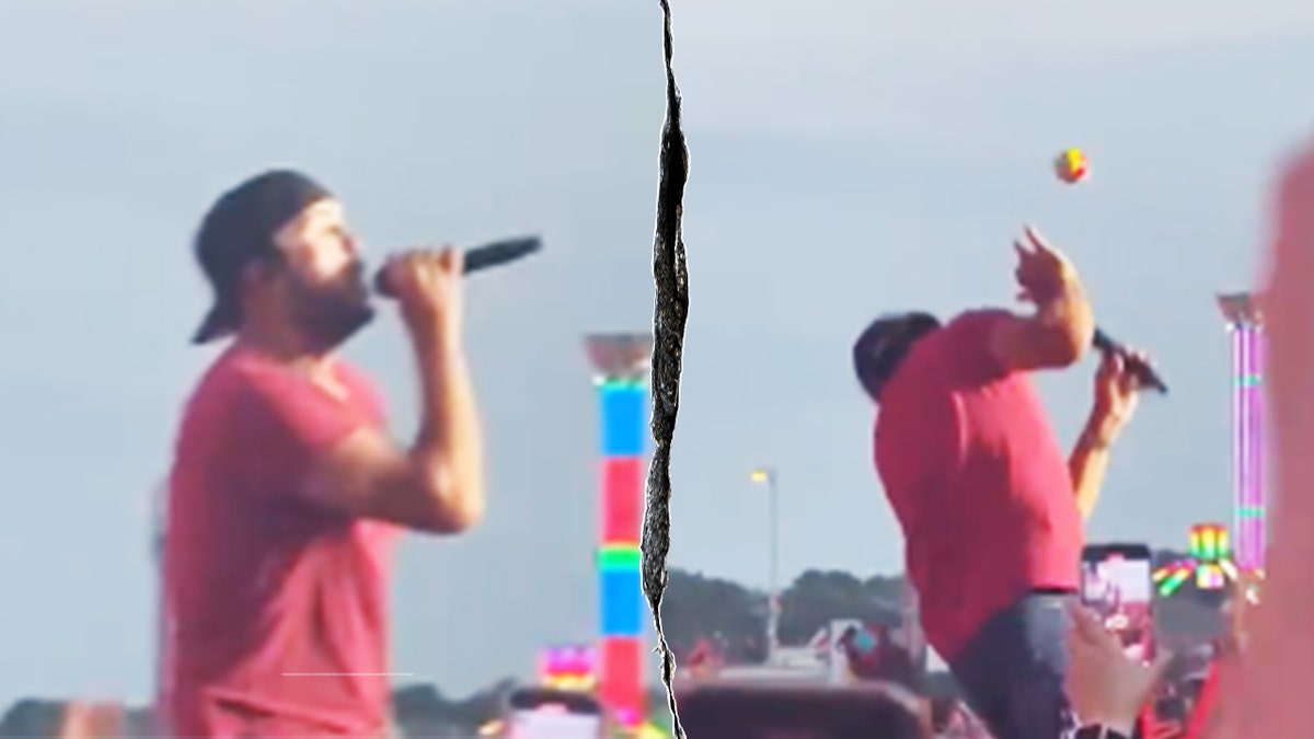 Luke Bryan gets hit by object