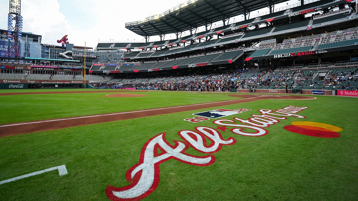Truist Park with All-Star game signs in the field