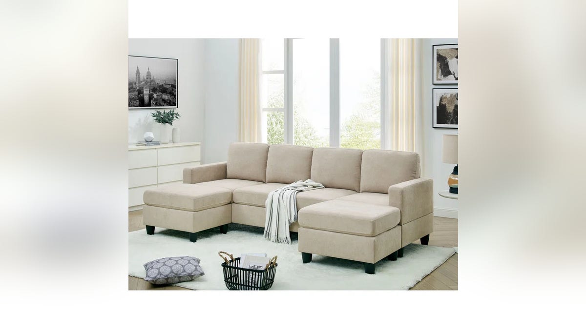 This sofa is designed for modern living.