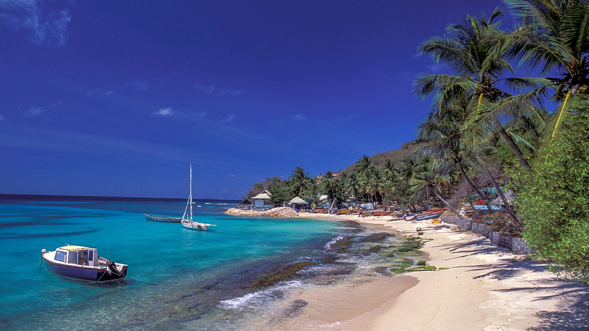 An aerial view of Mustique