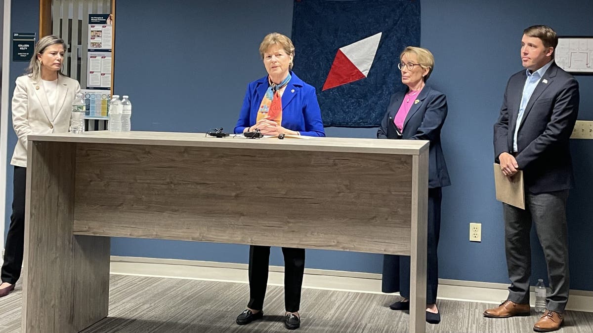 New Hampshire's all-Democrat congressional delegation, from left to right, Rep. Maggie Goodlander, Sen. Jeanne Shaheen, Sen. Maggie Hassan and Rep. Chris Pappas teamed up in Manchester, New Hampshire, on July 8, 2025 to target the recently passed Republican-crafted domestic policy bill that President Donald Trump signed into law last week.