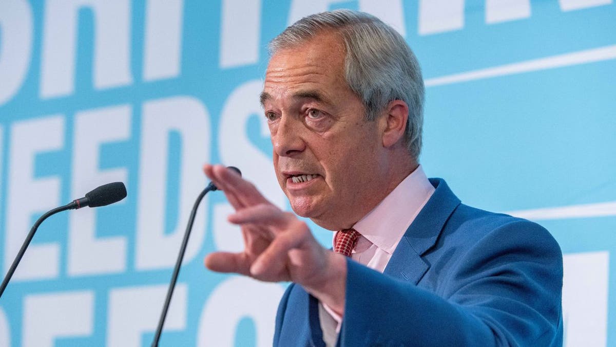 Nigel Farage speaks during a press conference 