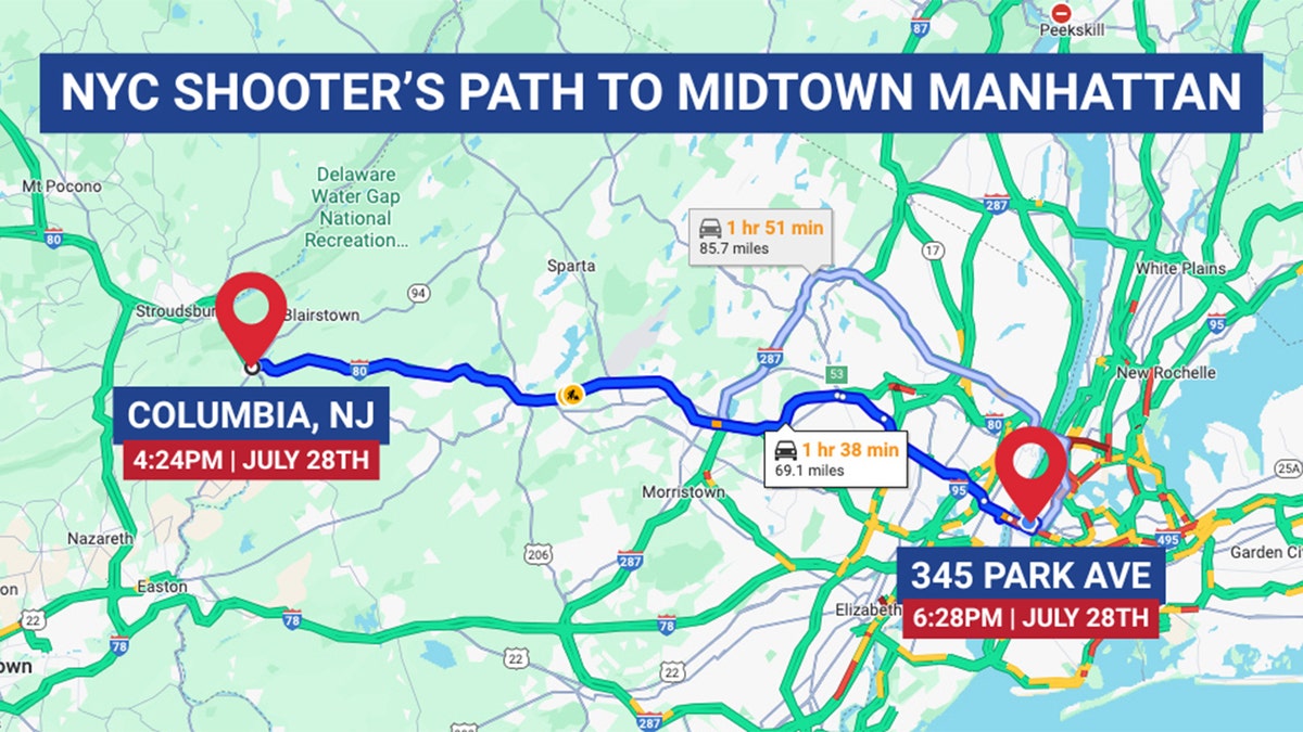 Map of NYC shooter's route