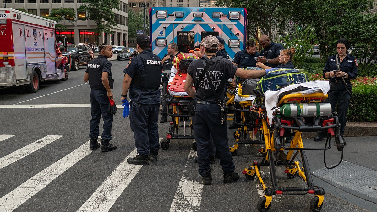 NYPD officers respond to a mass shooting in Manhattan