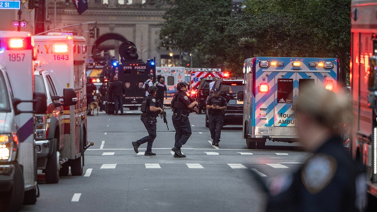 New York police officers respond to a mass shooting in Manhattan