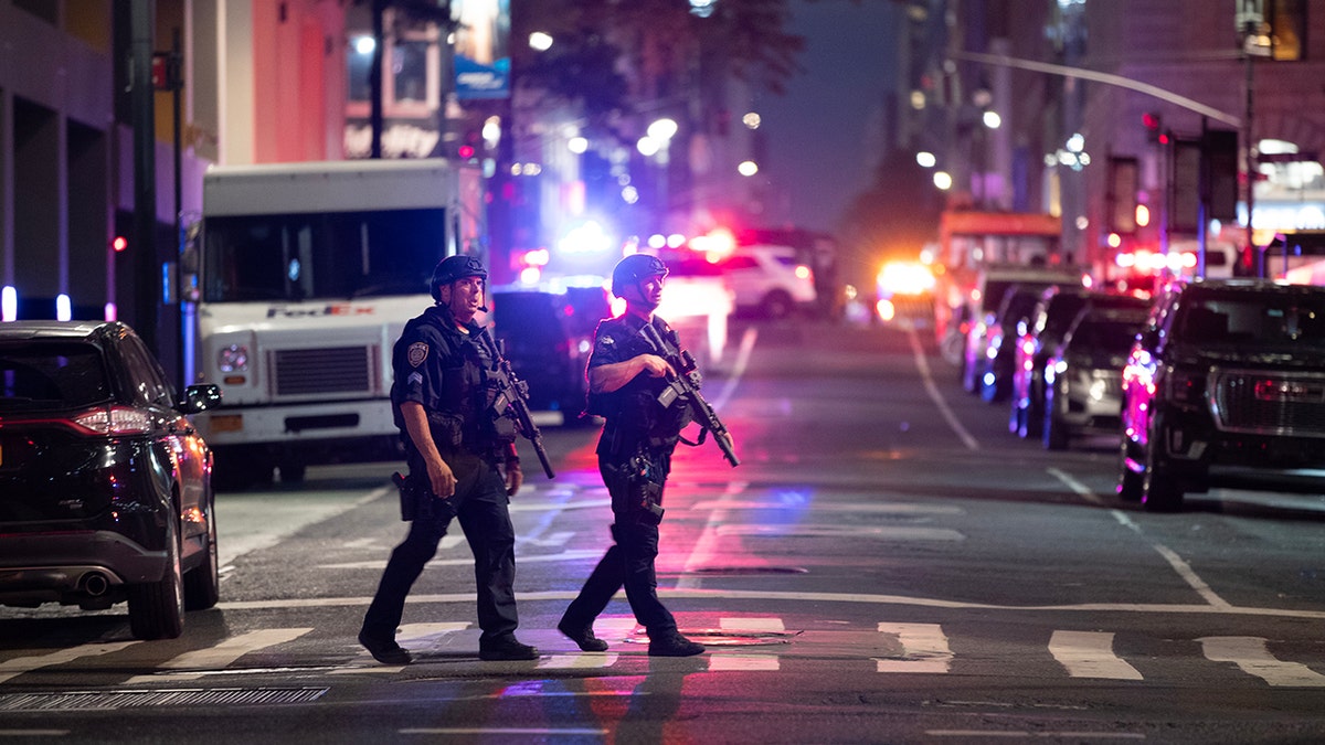 NYPD officers respond to a mass shooting in Manhattan