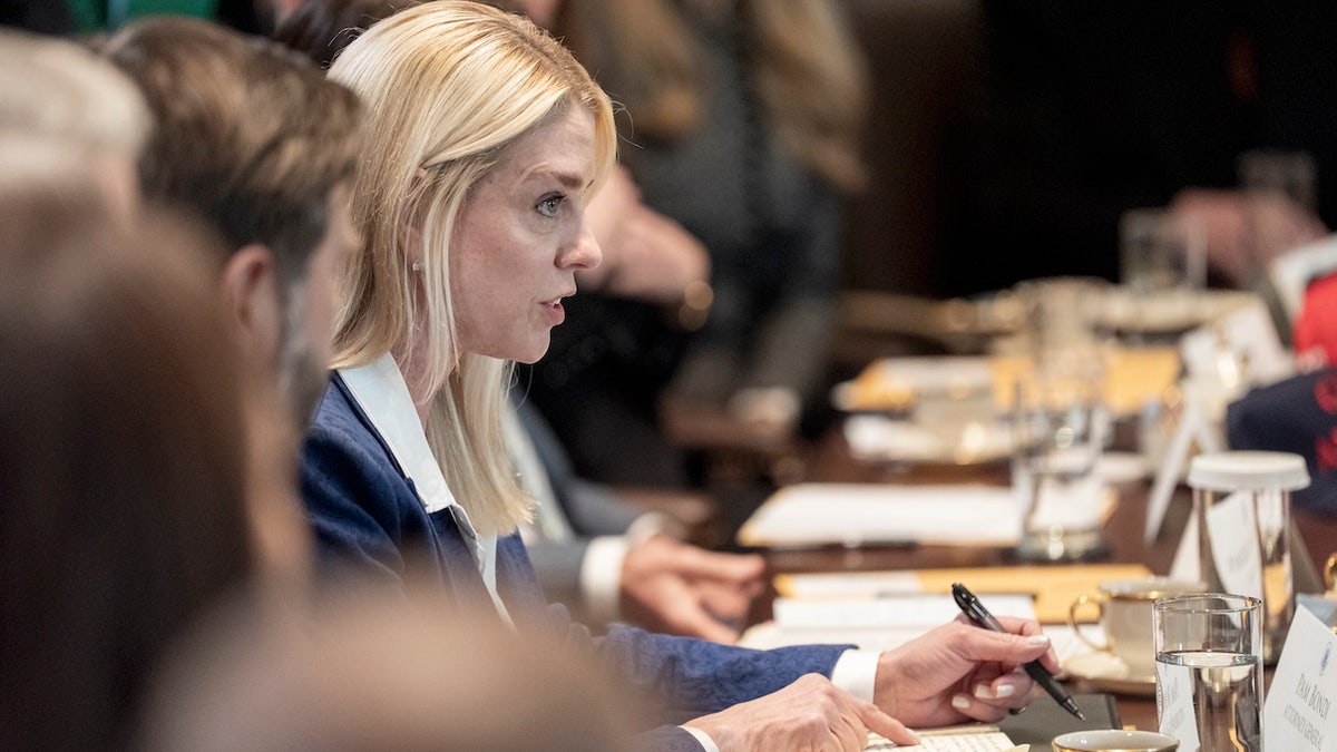 Attorney General Pam Bondi speaks during a cabinet meeting held by President Donald Trump in the Cabinet Room of the White House in Washington, DC on Wednesday, April 30, 2025. Photo by Ken Cedeno/Pool/Sipa USA