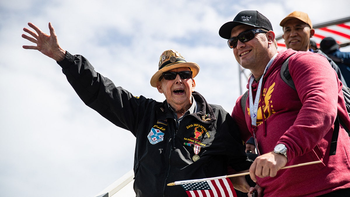Larson arrives in France on the 78th anniversary of D-Day