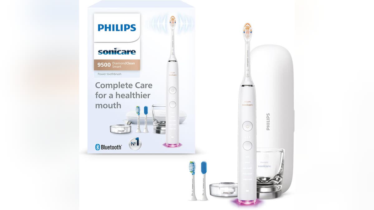 This toothbrush comes with a sleek charging glass and a USB travel case.