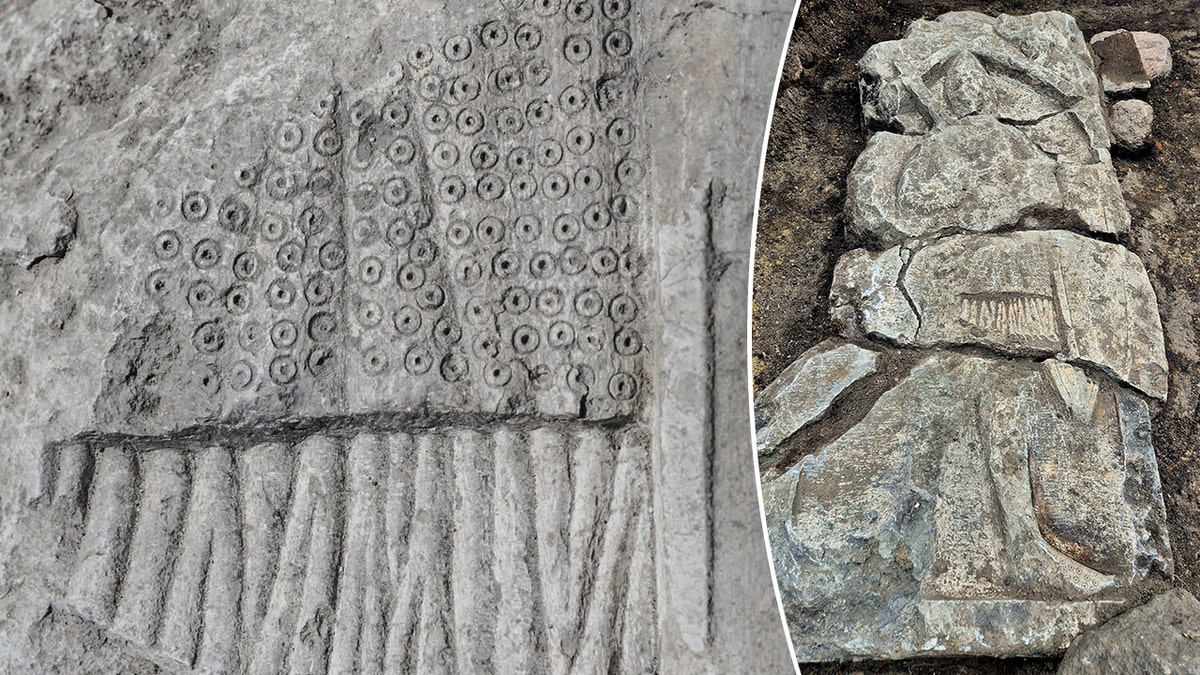 Details of chainmail, close-up of grave