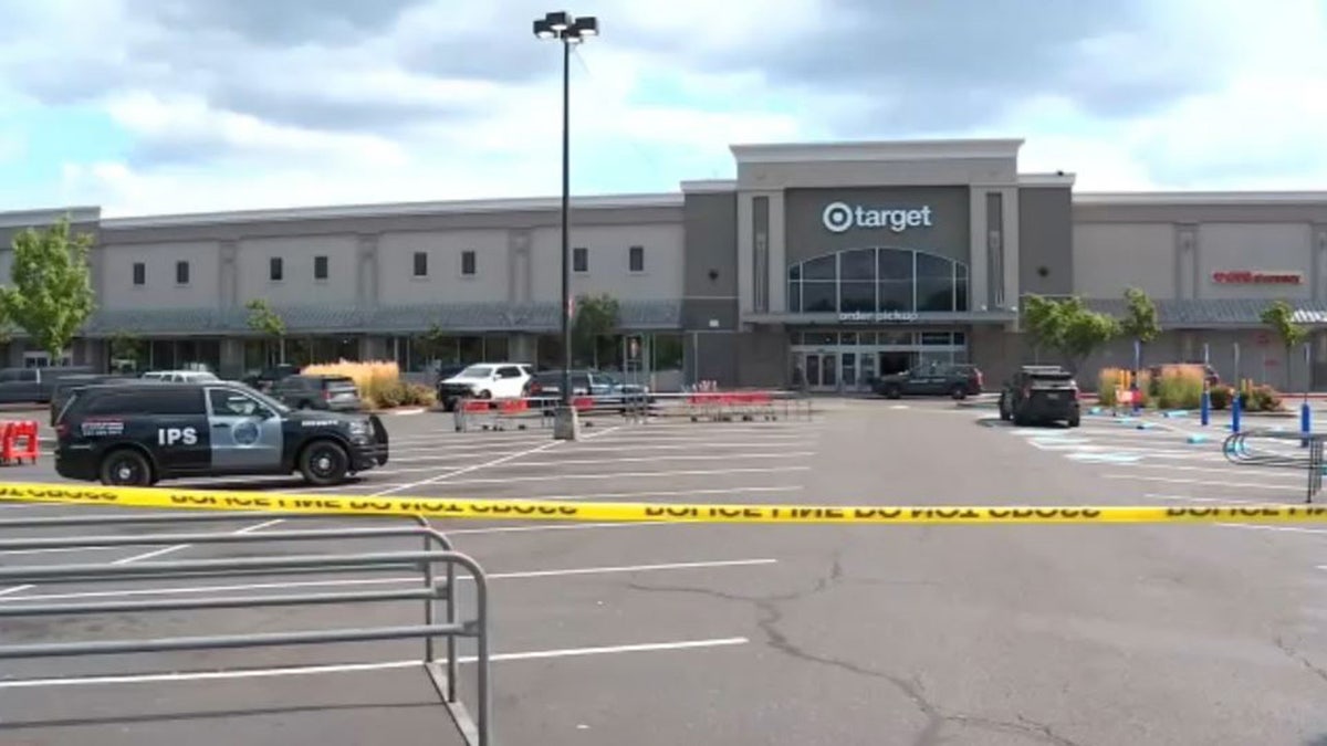 police car and police tape outside Target store
