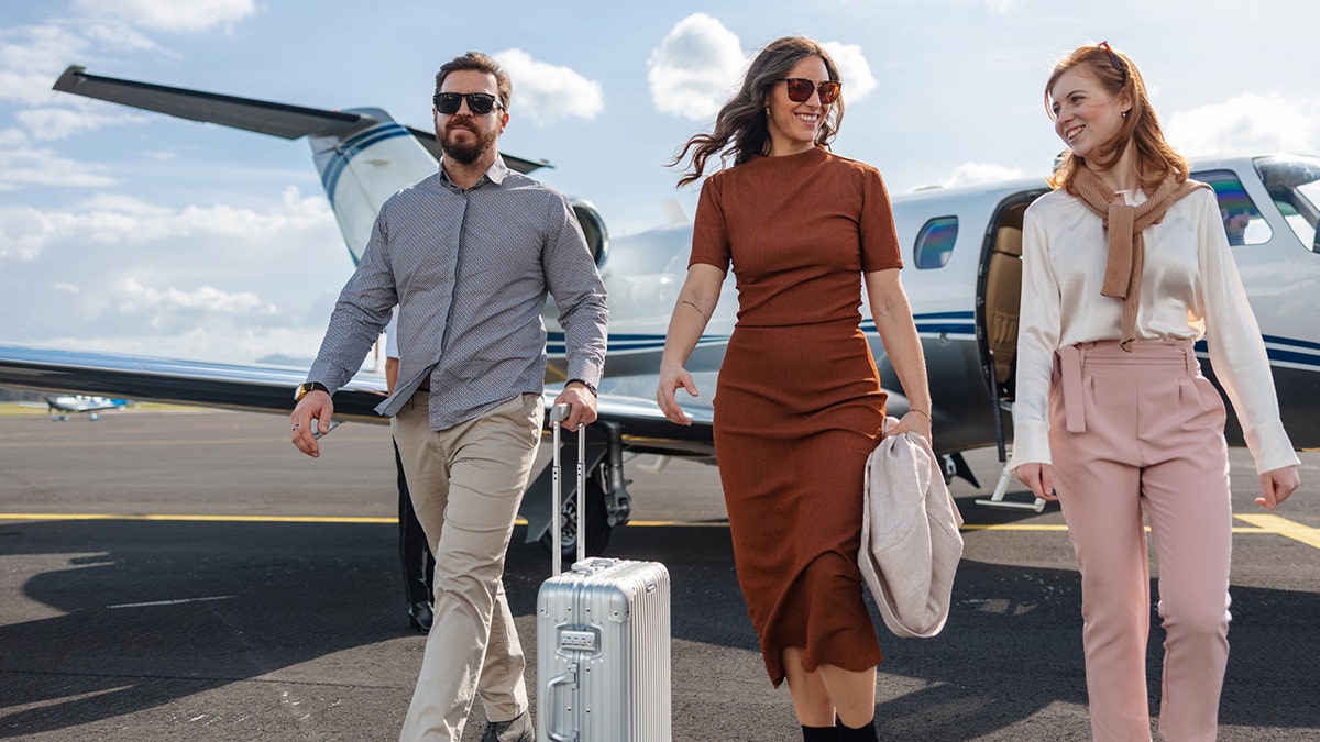 people on private plane