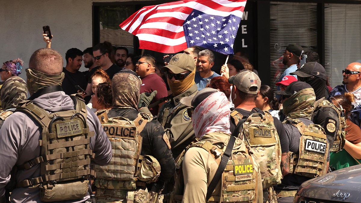 Protesters face icy agents during immigration in California