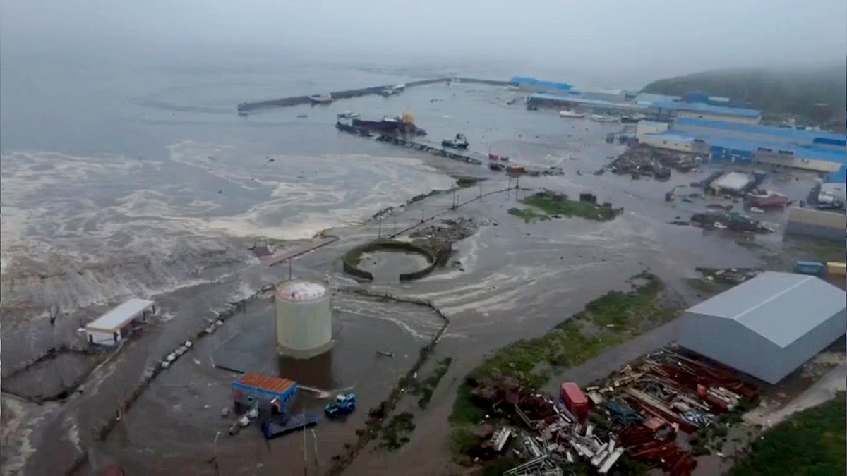 Flood over the coast in Russia