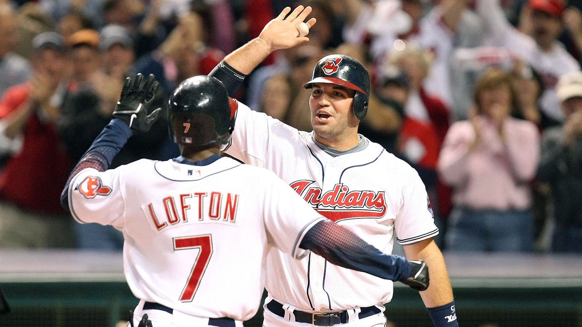 Ryan Garko and Kenny Lofton celebrate