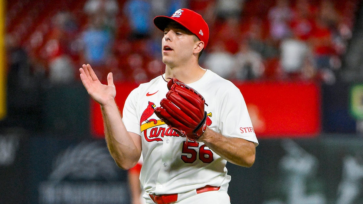 Ryan Helsley claps glove