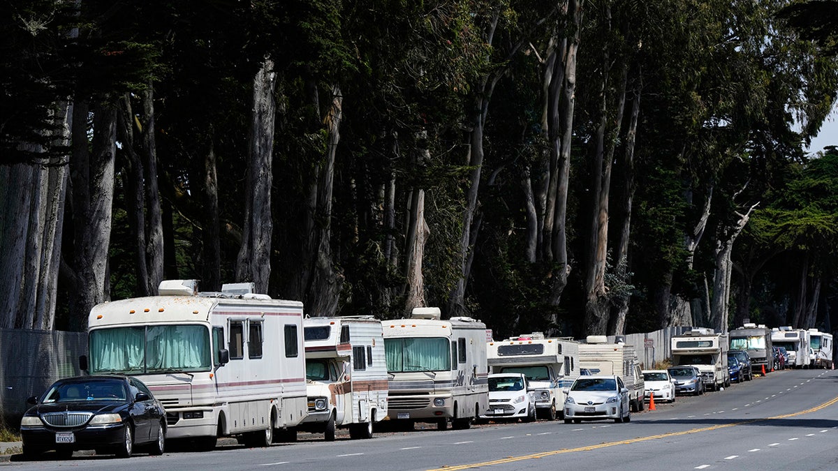 RVs on street in San Francisco, California