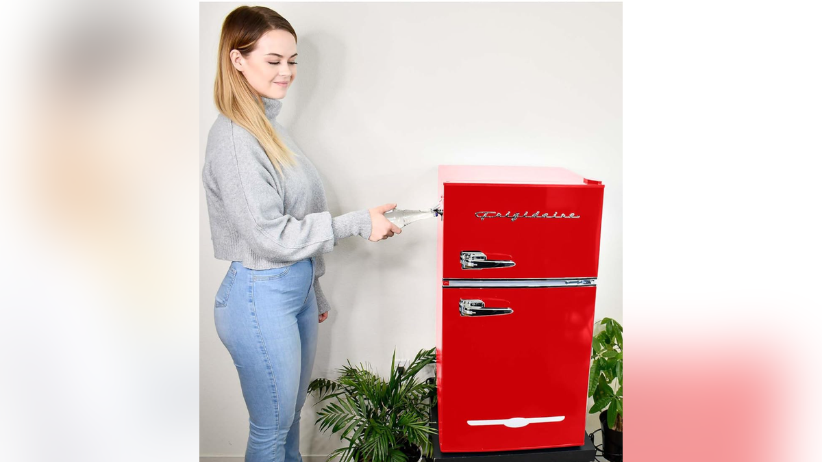 This compact fridge and freezer combo is perfect for dorm rooms.