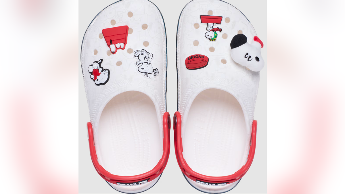 These Snoopy Crocs are on sale.