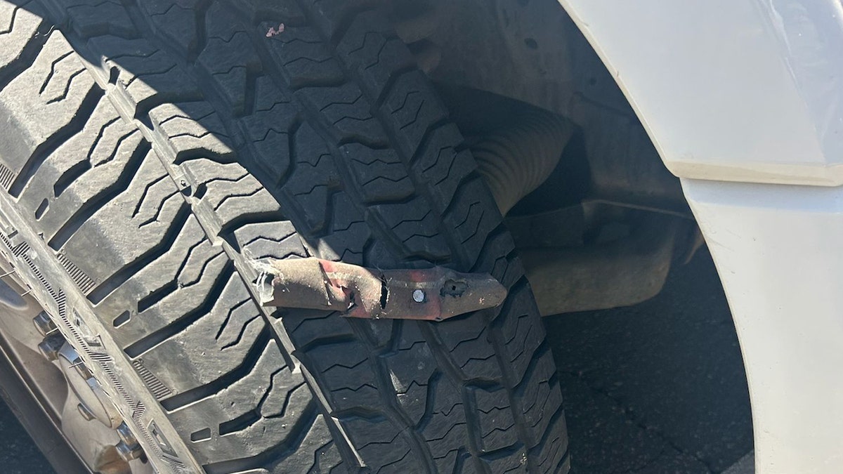 tire punctured by nail device