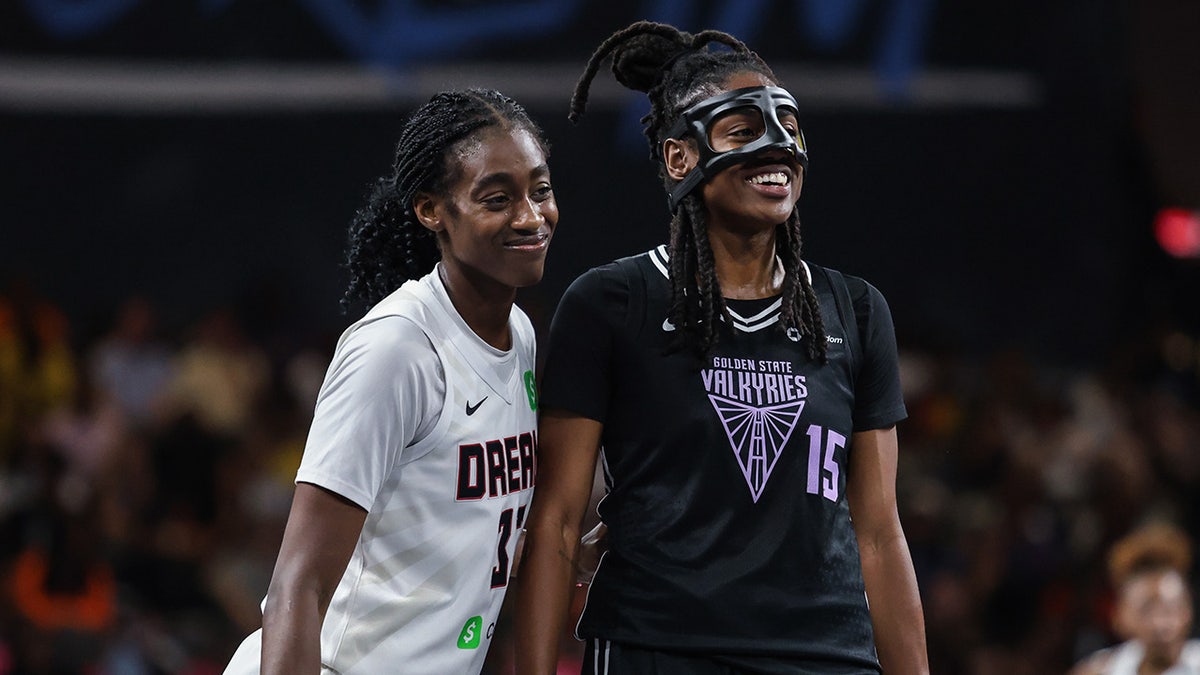 WNBA game interrupted by flying sex toy 1 Tiffany Hayes and Shantori Walker-Kimbrough
