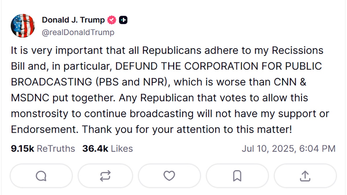 Trump Truth Social post screenshot