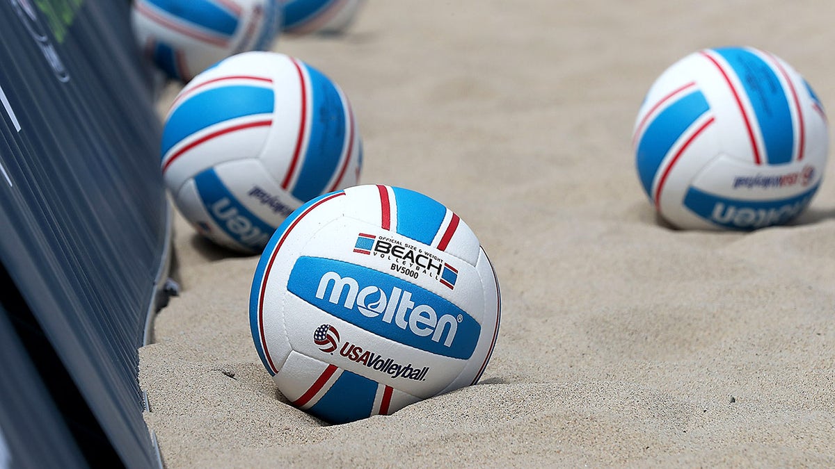 Volleyballs on a beach