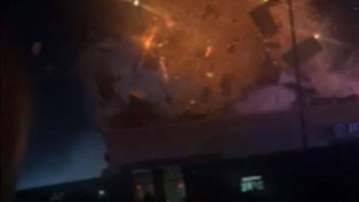 Roof destroyed by an explosion