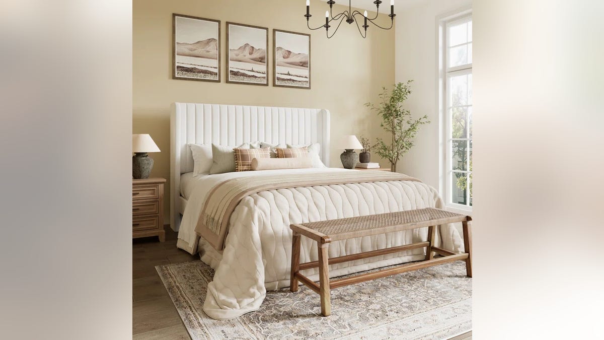 Create instant luxury in your space with this velvet platform bed.