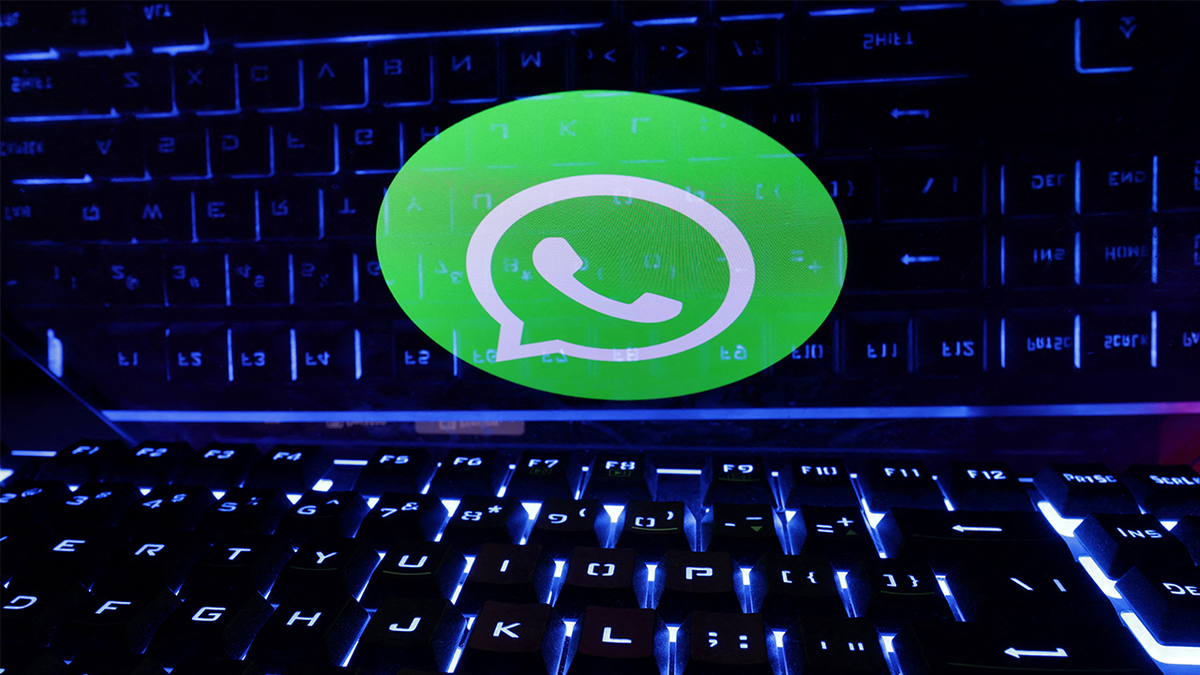 WhatsApp in front of the keyboard