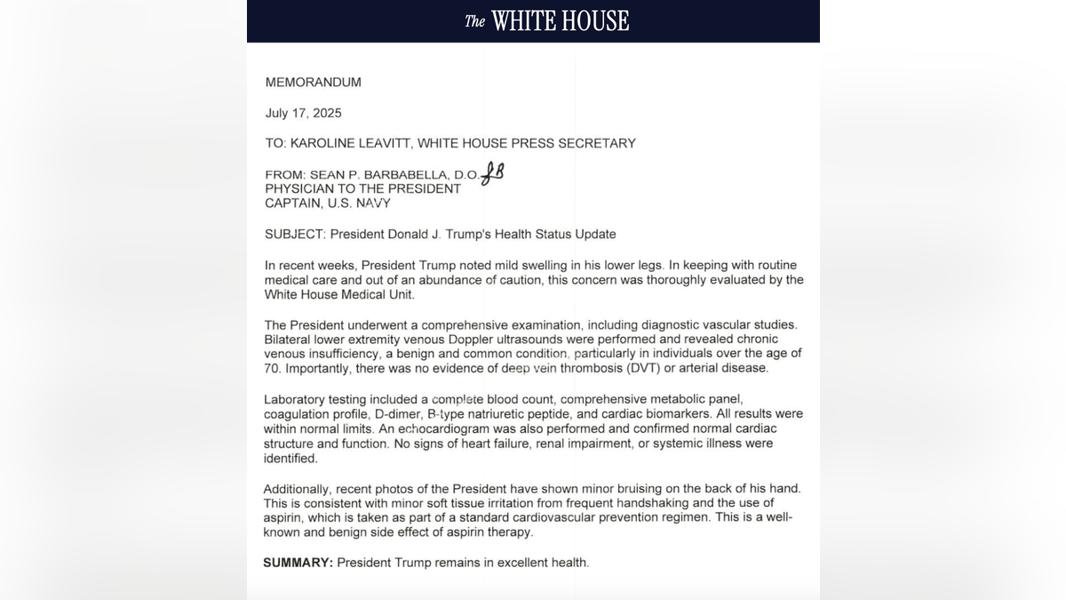 The White House letter - Trump health