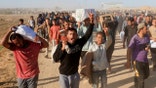 Palestinians carry food aid in Gaza